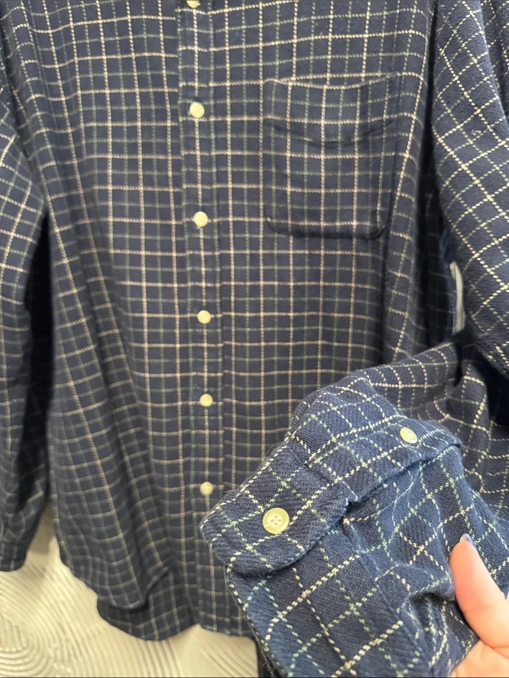 J. Crew Navy Windowpane Button-Down Shirt N0468